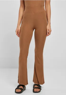 Produktbild von TB5031 - Ladies High Waist Rib Flared Leggings darktaupe 5XL