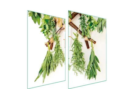 Produktbild von Herdabdeckplatten 2 teilig 35x52 Glaskeramikkochfeld Abdeckung Glas Schneidebrett Gewürze Grün