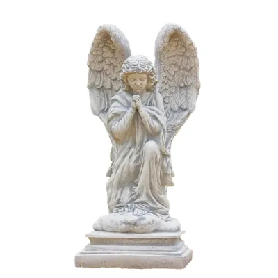 Produktbild von Schöne Steinfigur Engel betend, für den Garten zur Dekoration, aus Steinguss Neu Frostfest Witterungsbeständig, Gartenfigur Skulptur PO-949