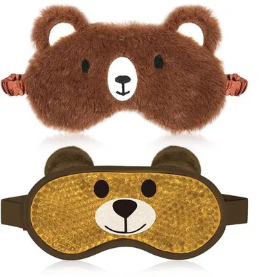 Produktbild von My Novel Things kühlende Augenmaske, Brown Bear Schlafmaske 2er-Pack, entspannende Schlafmaske, Gel-Augenmaske mit Kalt-/Wärmetherapie gegen geschwollene Augen, lindert müde Augen