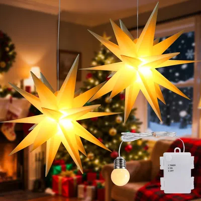 Sternenlichterkette 45 cm, 2 Stück, Warmweiß, batteriebetrieben
