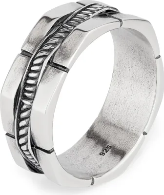 Produktbild von NKlaus 66mm Massiv Silber 925 Schlangenmuster bequemer Herrenring Used Look Bandring 8mm 14229
