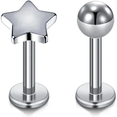 Produktbild von Helix Piercings Ohr Labret Lippenpiercing Tragus Schmuck Titan 16g 8mm 4 Stück