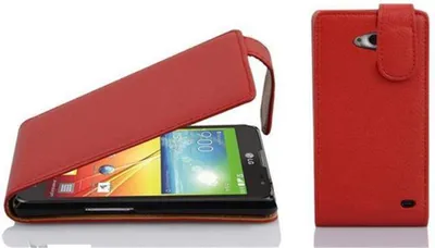 Produktbild von Cadorabo Schutzhülle für LG L70 (1. SIM) Hülle in Rot Flip Etui Handyhülle Case Cover Kunstleder