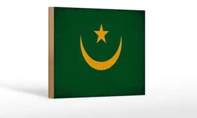 Produktbild von Holzschild Flagge Mauretanien 18x12cm Mauritania Vintage Dekoration