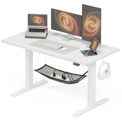 Obrázok produktu pre Stôl s elektricky nastaviteľnou výškou – biely – šírka 140 cm – kov a drevo