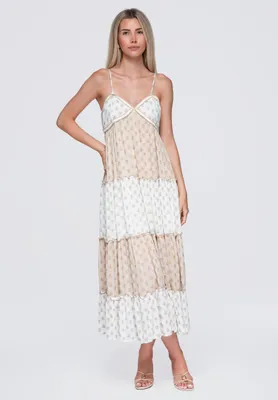 Produktbild von LARICA Kleid Maxi V-Ausschnitt Fließend OW-DLR-E0007 beige S