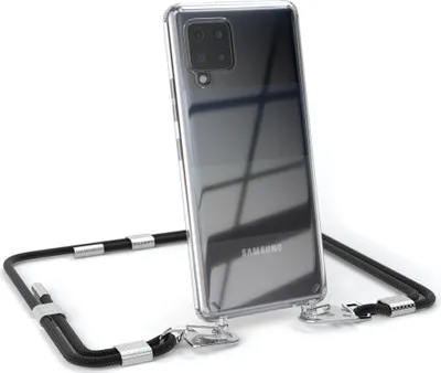Produktbild von EAZY CASE Handykette für Samsung Galaxy A42 5G, Transparente Silikonhülle mit Band, Clear Case, abnehmbar in Schwarz
