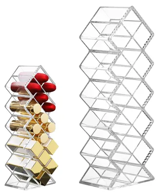 Image de Range-rouges à lèvres à 16 compartiments, porte-rouges à lèvres transparent, range-gloss, porte-gloss, pour armoire de salle de bains et coiffeuse