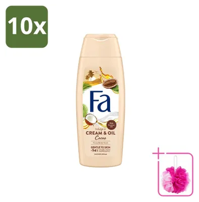 Immagine prodotto di 10 x Crema e olio corpo "Fa" al cacao, bagnashampoo, con burro di cacao e olio di cocco, 250 ml - Confezione risparmio - 10 pezzi