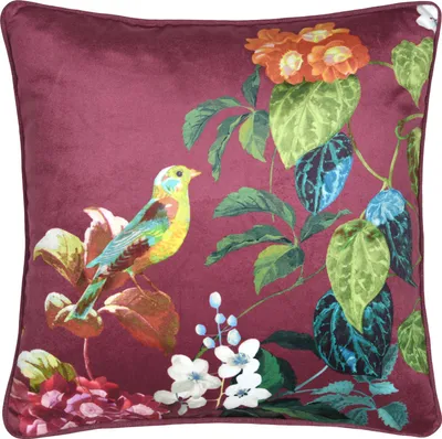 Produktbild von Dekokissen mit Blatt- und Vogelmotiv