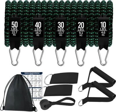 Immagine prodotto di INF Kit di Corde di Resistenza per Fitness da 100 libbre con 11 Pezzi