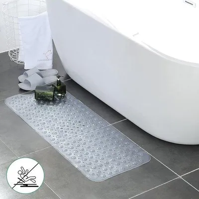 Produktbild von Famanu Antirutschmatte für Badewanne, extra lange Badmatte, maschinenwaschbar, 100 x 40 cm, transparent