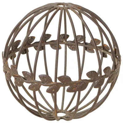 Image de Boule en métal fleur Ø 15 cm rouille