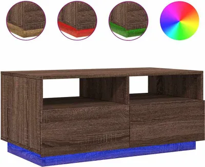 Produktbild von vidaXL Couchtisch mit LED-Leuchten Braun Eichen-Optik 90x49x40 cm