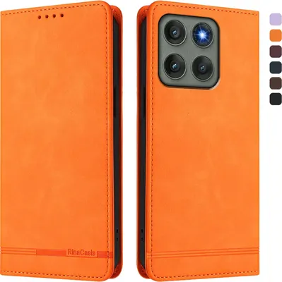 Produktbild von Hülle für Motorola Edge 60 Pro, Retro Kunstleder Ständer Klapphülle mit Kartenfächer und Magnetische Orange
