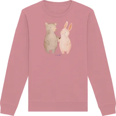 Produktbild von Mr. & Mrs. Panda Baumwoll Pullover Bär und Hase Umarmen Größe XL - Canyon Pink - Geschenk, Pulli, Sweatshirt, Umarmung, Sweater, Freundin, für Immer, Freunde