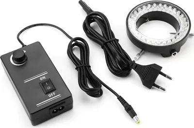 Image de Lampe annulaire à LED réglable, caméra microscopique de 3,5 W, 56 perles LED, source lumineuse, luminosité réglable, lampe annulaire 100-240 V(EU)