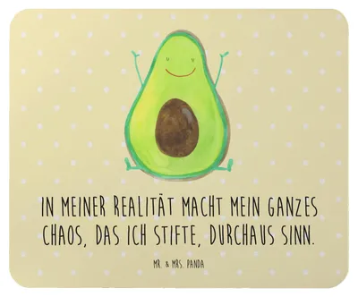 Produktbild von Mr. & Mrs. Panda Mauspad Avocado Glücklich - Gelb Pastell - Geschenk, mousematte, Chaotisch, Mouse Pad, Chaos, pc mousepad, Verrückt, laptop