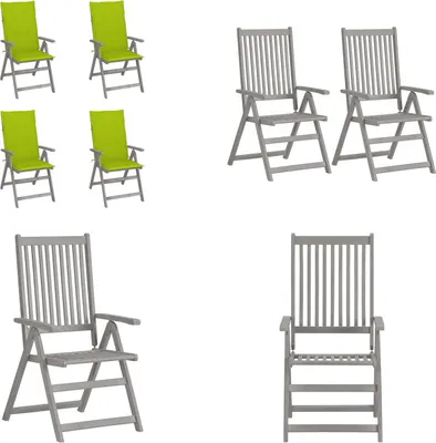 Immagine prodotto di vidaXL Sedia con schienale alto regolabile 4 pezzi con cuscini in legno massiccio di acacia - Sedia da giardino - Sedie da giardino - Sedia - Sedie