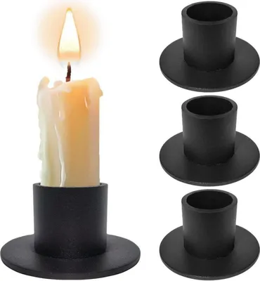 Produktbild von Schwarze Kerzenständer Set, Metall Retro Kerzenhalter, Wohnzimmer Dekoration