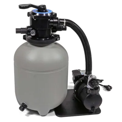 A sand filter and pump system for a swimming pool, shown against a white background.