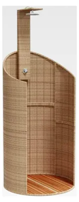 Produktbild von Gartendusche, Außenpooldusche, Beige, 100 x 100 x 241,5 cm, Polyrattan, Akazienholz