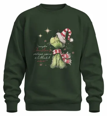Obrázok produktu pre Vianočný sveter "Grinch" s vtipným motívom, tmavozelený, veľkosť L