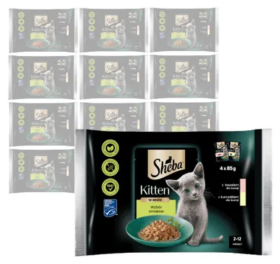 Zdjęcie produktu dla Sheba Kitten 48x85g Mokra Karma Pełnoporcjowa Dla Kociąt w Sosie Kawałki z Łososiem i Kurczakiem