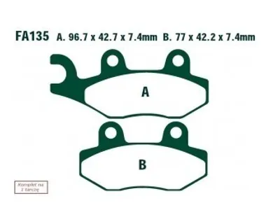 Zdjęcie produktu dla Klocki Hamulcowe Moto Yamaha Yz 250 (2T) (92-97)/ Xtz 750 Super Tenere (89-95)/ Wr 250 (2T) (91-97)