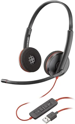 Produktbild von HP Poly Poly Blackwire 3220 Stereo USB-A Headset (Packungseinheit), Kabelgebunden, Büro/Callcenter, 20 - 20000 Hz, 87 g, Kopfhörer, Schwarz