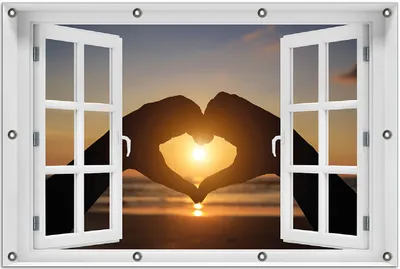 Produktbild von Wallario Outdoor-Poster für Garten oder Balkon 80 x 120 cm: Liebe im Herzen der Sonne - Strand und Meer
