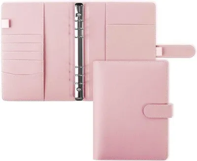 Produktbild von A5 Leder-Budgetmap, 6-Ringe-Organizer für Budgetplaner, rote Ledermappe mit Magnetischer Schließe, Kunstleder, 6-Ringe, A5-Größe