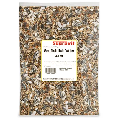 Produktbild von Supravit Großsittichfutter 2,5 kg | Körnermischung Vogelfutter für Großsittiche mit Sonnenblumenkernen | Mit wichtigen Nährstoffen & Mineralien