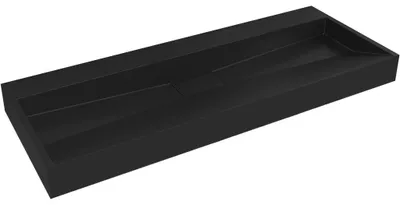 Produktbild von Waschbecken aus Gussmarmor Vita – für Wandmontage oder Aufsatz – schwarz, matt – 100x46 cm