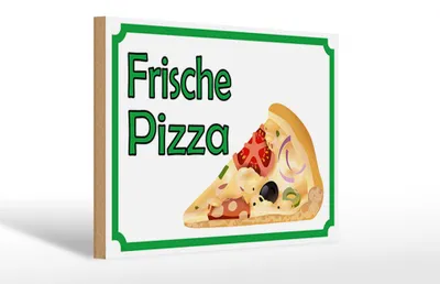 Produktbild von Holzschild  Hinweis frische Pizza Verkauf, 30 x 20 cm, Holzschilder Spruch Lebensmittel Pizzabrot Pizzeria