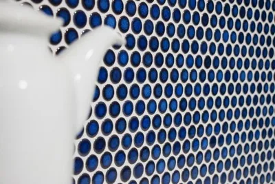 Produktbild von Knopfmosaik LOOP Rundmosaik dunkelblau kobalt Wand Küche Dusche BAD MOS10-0405_f | 10 Mosaikmatten