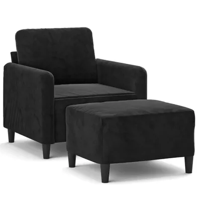 Immagine prodotto di Poltrona con Poggiapiedi Nero 60 cm in Velluto