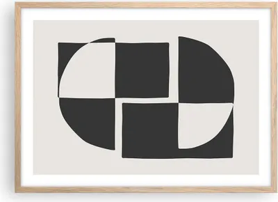 Produktbild von Gerahmtes Poster - Rahmen in heller Eiche - Abstraktion Kontrast Figuren - 70x50 cm - Wand Bild - Wanddeko - Wandbilder - Kunstposter - Wandposter - Bilderrahmen - Bilder - P2NAA70x50-4495