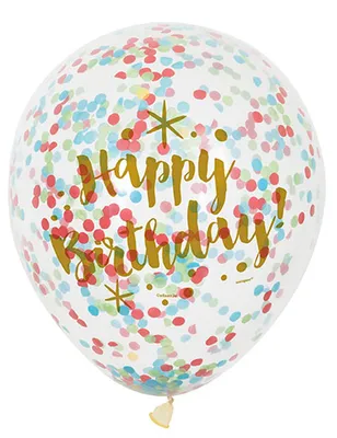 Zdjęcie produktu dla Haza Witbaard Balony z konfetti Happy Birthday, 6szt.