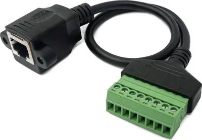 Produktbild von LAN Kabel 30 cm RJ45 Buchse zu 5 polig Leiterplattenstecker Adapter in Schwarz