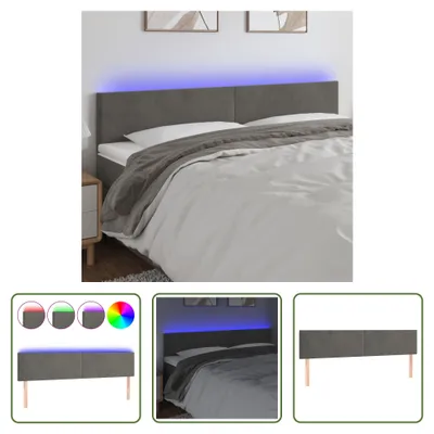 Produktbild von The Living Store LED Kopfteil Dunkelgrau 200x5x78/88 cm Samt