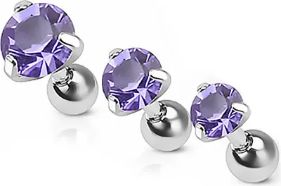 Produktbild von Autiga® Ohr Piercing Zirkonia Stecker Tragus Helix Cartilage Barbell Kristalle Chirurgenstahl  Kugel Ø 5 mm