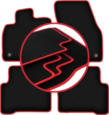 Image de Tapis de sol en moquette noir/rouge pour Volkswagen Touran II 2016- 4 pièces