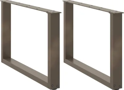 Produktbild von Couchtischbeine U-Form 2 Stk. Naturstahl 60x(42-43) cm Stahl