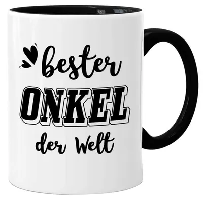 Produktbild von Kaffeetasse mit Spruch "Bester Onkel der Welt" Schwarz 350 ml Keramik