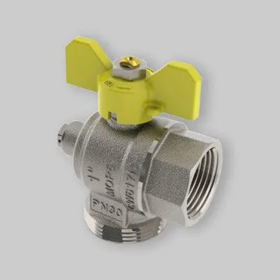 Imagen del producto de Válvula de gas angular, instalada después del contador, con conexión TIEMME de 1" hembra x 1" macho