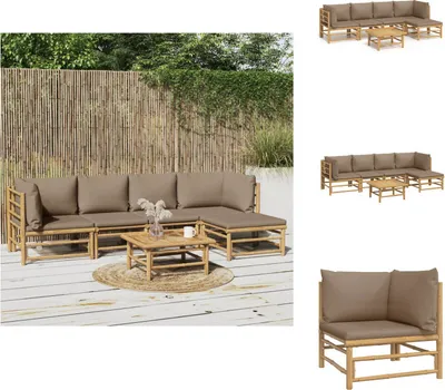 Produktbild von vidaXL 6-tlg. Garten-Lounge-Set mit Kissen Taupe Bambus -  Gartenmöbel-Sets