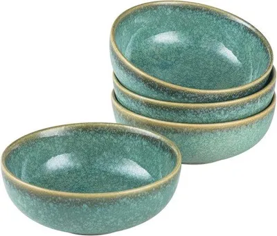 Zdjęcie produktu dla Zestaw ceramiczny do sałatek 530 ml, 4-częściowy, w kolorze błyszczącej zieleni