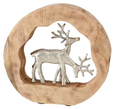 Produktbild von Dekoaufsteller Elmar Hirsch silber natur Mango Aluminium H.28 cm